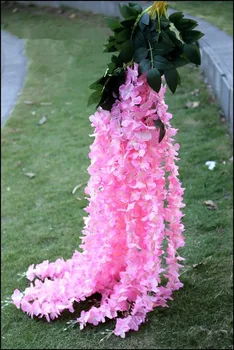 140 см(55 см) супер дълъг изкуствена Коприна цвете хортензия Глициния венец за градината на дома на сватбени декорации за доставка