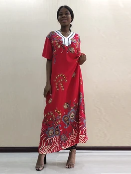 Африкански традиционен дизайн дашики Роба жена цветен памук дълга рокля с шал