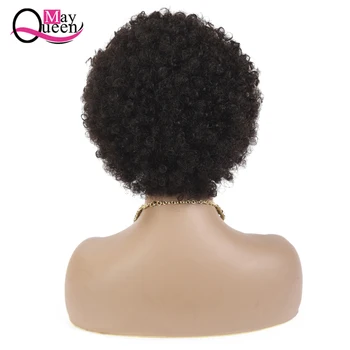Пълен машина перука къса афро къдрава човешки косъм перуки за жени среден коефициент 150% плътност бразилски Реми човешка коса перука