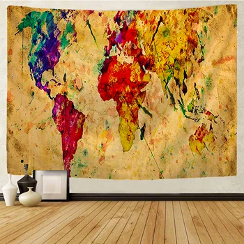 Карта на света гоблен Мандала гоблен стенен чешки цигански кошмарен Тапиз магьосничество гоблен