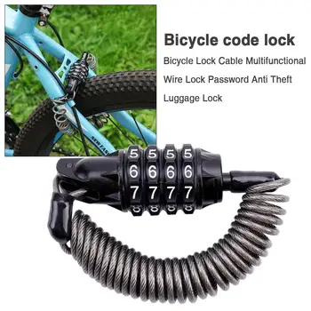 Мини преносим пружинен противоугонный велосипеден брава 4 цифри комбинация на парола за заключване на велосипеди диск, пружинен кабел кабел за заключване за сигурност